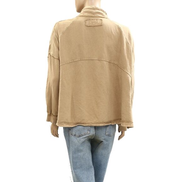 Free People We The Free Dune Buggy Cardigan Jacket Top Cotton Terry L NEW 284178 - Picture 7 of 9